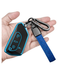Cubierta de llavero Sindeda para Volkswagen Golf 8 y Skoda Octavia Azul