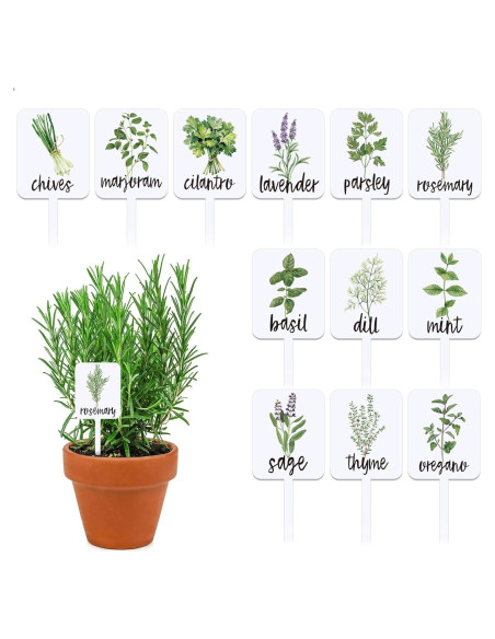 Etiquetas de Plantas Acrílico Whaline 24 Pcs 12 Diseños