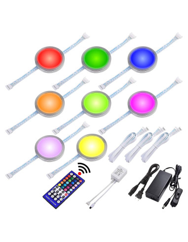 Kit de Luz LED RGBWW Lvyinyin 8 Pucks Regulables 120V