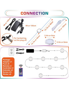 Kit de Luz LED RGBWW Lvyinyin 8 Pucks Regulables 120V 2