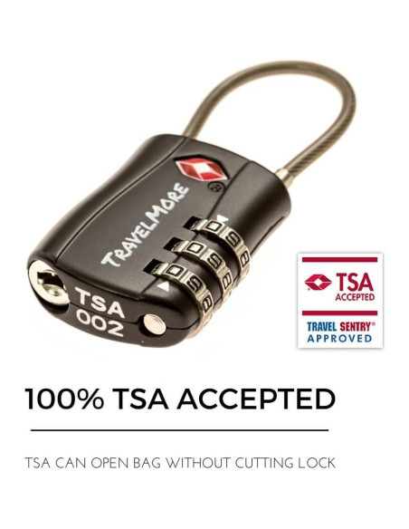 Candados de Combinación TravelMore TSA 10 Piezas Negro