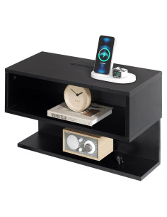 Mesita de Noche Flotante ALIMORDEN con Carga USB y Cajón