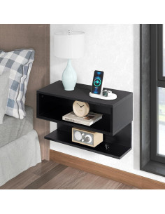 Mesita de Noche Flotante ALIMORDEN con Carga USB y Cajón 2