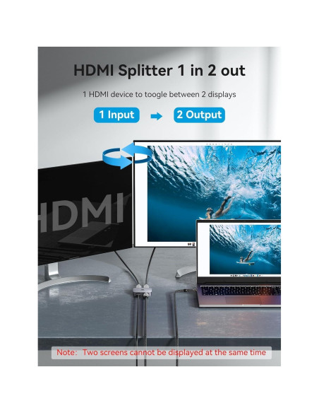 Switch HDMI 2 en 1 VENTION 8K 4K 120Hz con LED