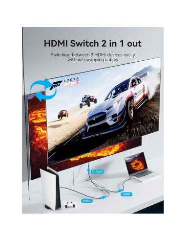 Switch HDMI 2 en 1 VENTION 8K 4K 120Hz con LED