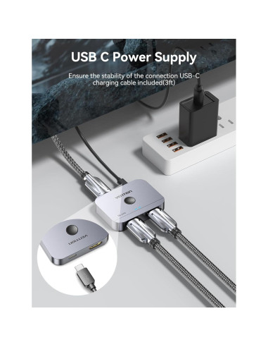 Switch HDMI 2 en 1 VENTION 8K 4K 120Hz con LED