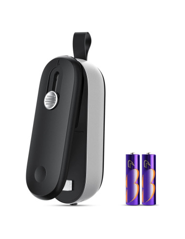 Sello de Bolsas FEPPO Mini Portátil con Cortador - Negro/Plata