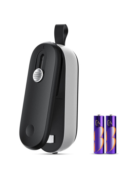 Sello de Bolsas FEPPO Mini Portátil con Cortador - Negro/Plata