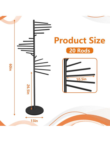 Organizador de Bufandas Royxen 20 Niveles Metal Negro 152.4 cm