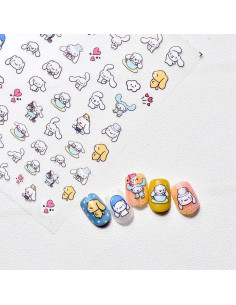 Calcomanías de Uñas Kawaii Akutoer 3 Hojas Anime Perro 2