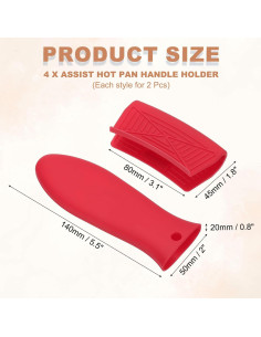 Funda de Mango de Silicona Antideslizante uxcell - 4 Pcs Rojo 2