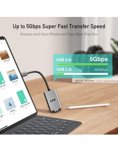 Lector de Tarjeta SD/MicroSD USB-C uni Gris 5Gbps 2