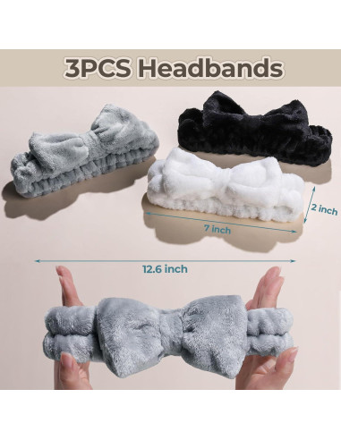 Banda para la cabeza Spa LEOBRO - 3 colores, microfibra, elástica