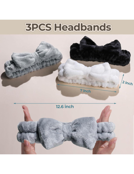 Banda para la cabeza Spa LEOBRO - 3 colores, microfibra, elástica