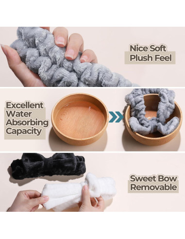 Banda para la cabeza Spa LEOBRO - 3 colores, microfibra, elástica