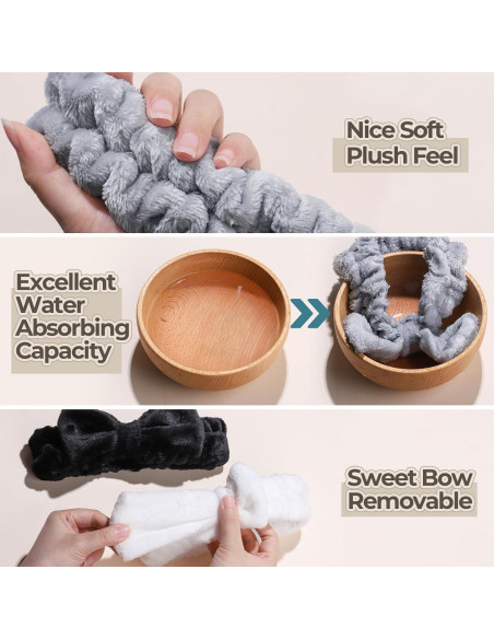 Banda para la cabeza Spa LEOBRO - 3 colores, microfibra, elástica