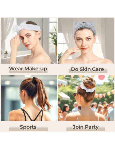 Banda para la cabeza Spa LEOBRO - 3 colores, microfibra, elástica