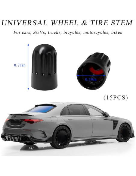 15 Tapones de Válvula de Neumático Gasedin - Ajuste Universal