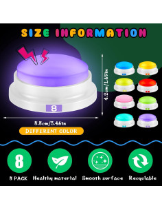 Zumbadores de Respuesta Grabables Xuhal - 8 Pcs Color Macaron 2