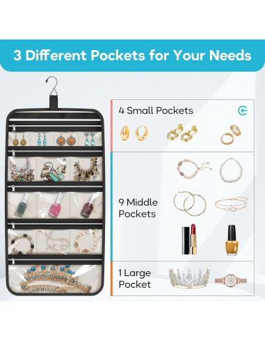 Organizador de Joyería Colgante MISSLO Plegable 14 Compartimentos