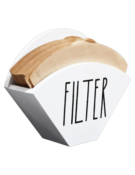 Soporte de Filtros de Café de Madera Blanco - Estilo Granja 16x12x4.3 cm
