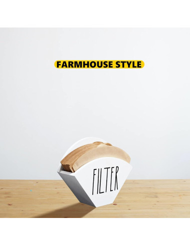 Soporte de Filtros de Café de Madera Blanco - Estilo Granja 16x12x4.3 cm