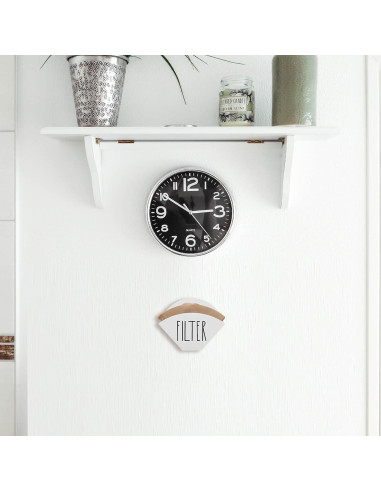 Soporte de Filtros de Café de Madera Blanco - Estilo Granja 16x12x4.3 cm