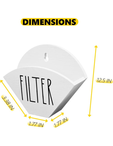 Soporte de Filtros de Café de Madera Blanco - Estilo Granja 16x12x4.3 cm