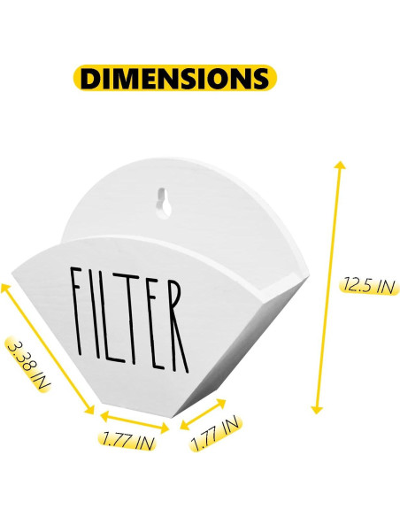 Soporte de Filtros de Café de Madera Blanco - Estilo Granja 16x12x4.3 cm