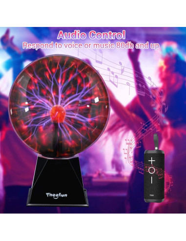 Esfera de Plasma Theefun 20 cm Luz Táctil y Sonido Decorativa