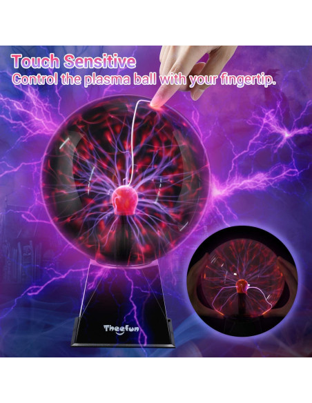 Esfera de Plasma Theefun 20 cm Luz Táctil y Sonido Decorativa