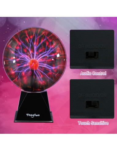 Esfera de Plasma Theefun 20 cm Luz Táctil y Sonido Decorativa