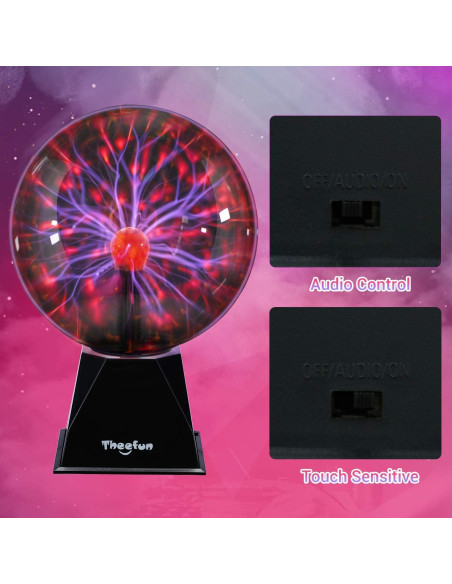 Esfera de Plasma Theefun 20 cm Luz Táctil y Sonido Decorativa