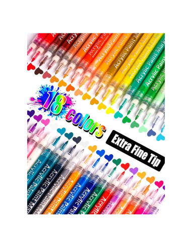 18 Marcadores de Pintura Acrílica Coogert Punta Fina 0.7mm