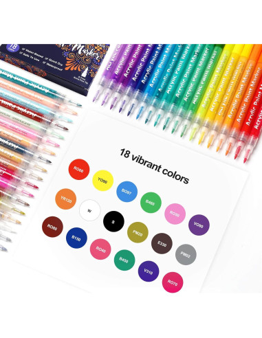 18 Marcadores de Pintura Acrílica Coogert Punta Fina 0.7mm