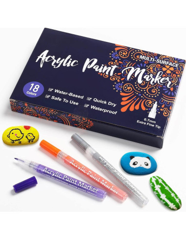 18 Marcadores de Pintura Acrílica Coogert Punta Fina 0.7mm