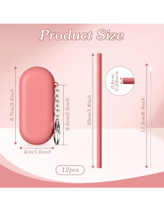 Juego de Pajitas de Silicona Reutilizables Honeydak 12 Piezas 2