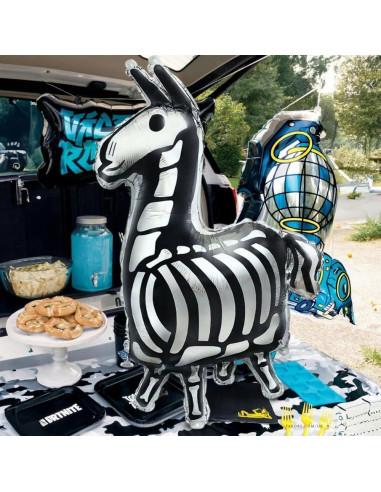 Globo de Foil Gigante Llama Fortnite Unique 88.9 cm Negro Plata
