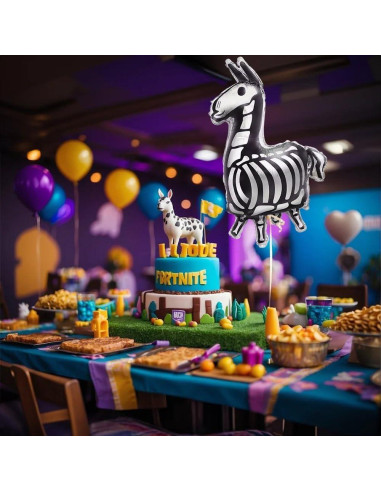 Globo de Foil Gigante Llama Fortnite Unique 88.9 cm Negro Plata