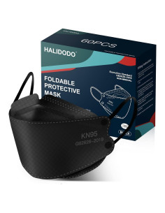 Mascarillas Faciales KN95 HALIDODO 60 Pcs 5 Capas Negra