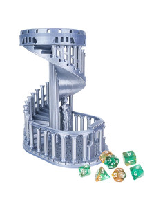 Torre de Dados DND JstFrU con Bandeja y 7 Dados, Gris Clásico