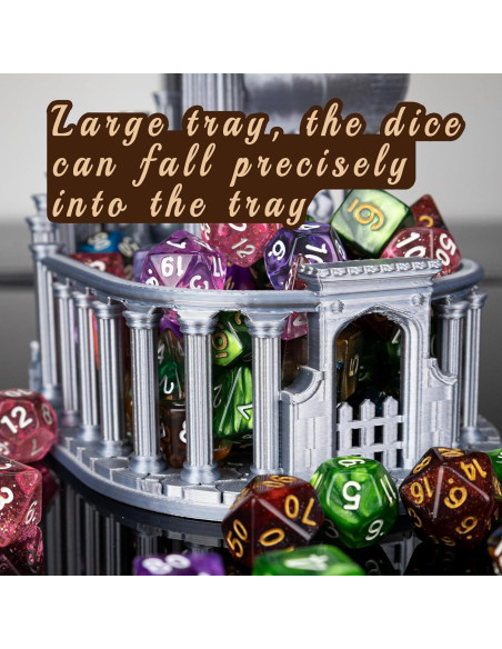 Torre de Dados DND JstFrU con Bandeja y 7 Dados, Gris Clásico