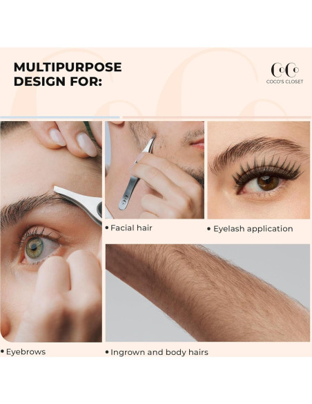 Pinzas de Cejas de Precisión Closet de Coco - Acero Inoxidable