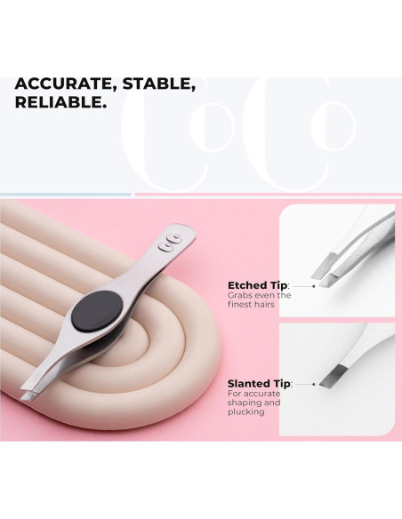 Pinzas de Cejas de Precisión Closet de Coco - Acero Inoxidable