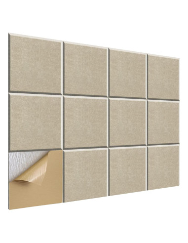 Paneles Acústicos Cuadrados Autoadhesivos Camel - 12 Piezas 30x30 cm