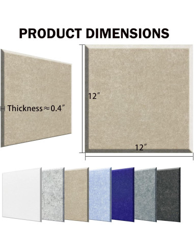 Paneles Acústicos Cuadrados Autoadhesivos Camel - 12 Piezas 30x30 cm