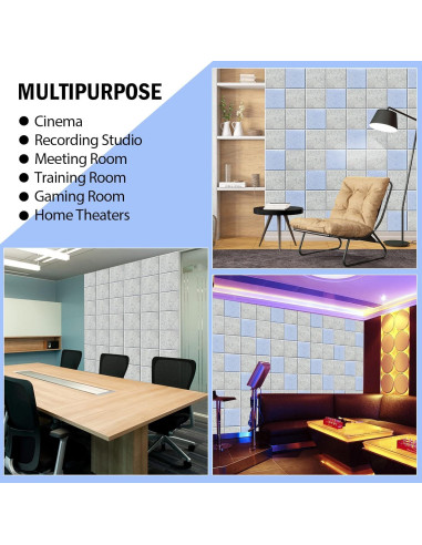 Paneles Acústicos Cuadrados Autoadhesivos Camel - 12 Piezas 30x30 cm