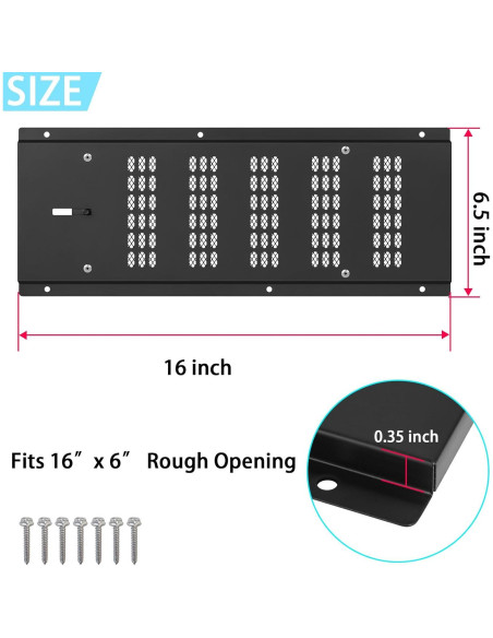 Cubierta de Ventilación de Fundacion JIANBENKJ 16x6.5" 3PCS Negra