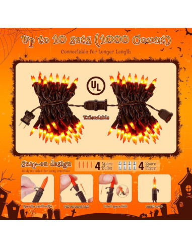 Luces de Cadena YOUNGAR 4m Naranjas 50 Mini Incandescentes