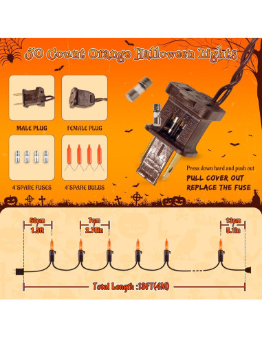 Luces de Cadena YOUNGAR 4m Naranjas 50 Mini Incandescentes